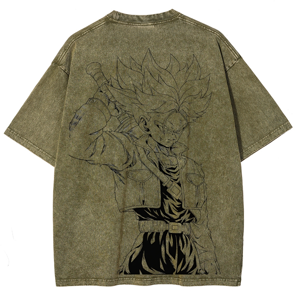 Dragon Ball Trunks Printed Unisex Washed T-Shirt