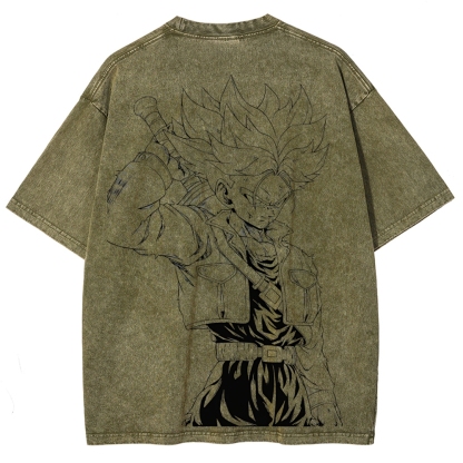 Dragon Ball Trunks Printed Unisex Washed T-Shirt