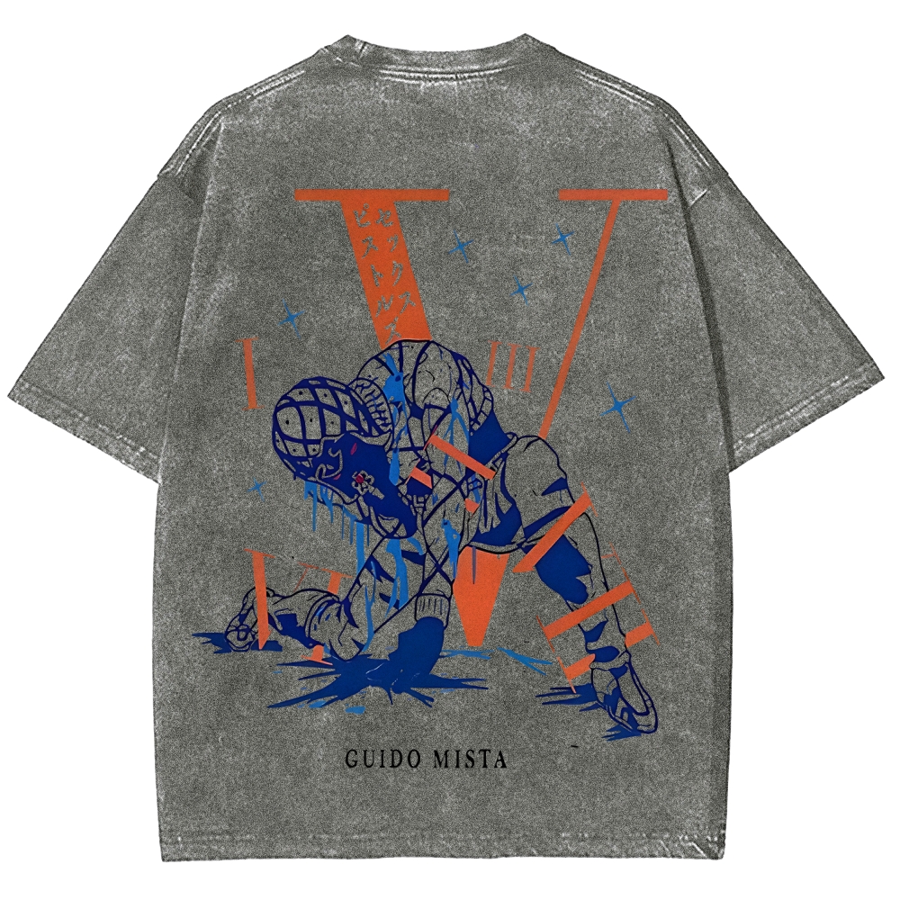 JoJo's Bizarre Adventure: Golden Wind Guido Mista Printed Unisex Washed T-Shirt