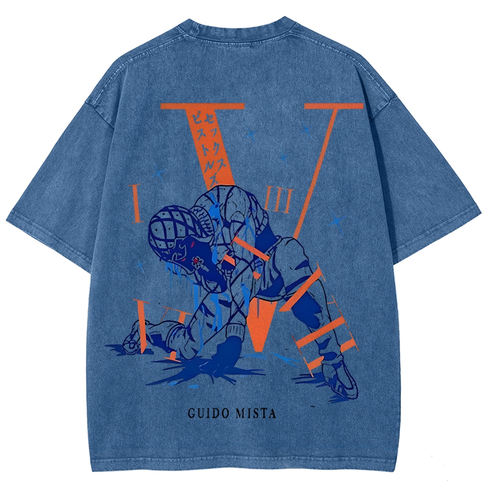 JoJo's Bizarre Adventure: Golden Wind Guido Mista Printed Unisex Washed T-Shirt