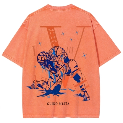 JoJo's Bizarre Adventure: Golden Wind Guido Mista Printed Unisex Washed T-Shirt