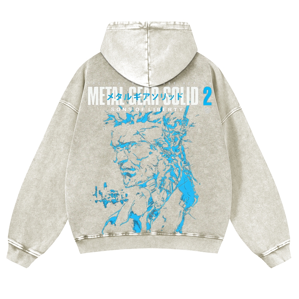 GS2 Snake And Raiden Cover Unisex Washed Cotton Zip Up Hoodie