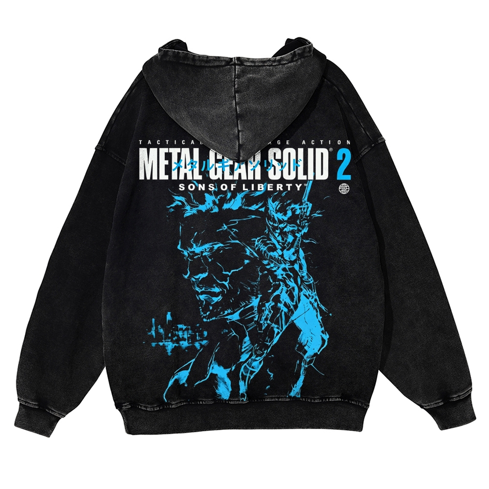 GS2 Snake And Raiden Cover Unisex Washed Cotton Zip Up Hoodie