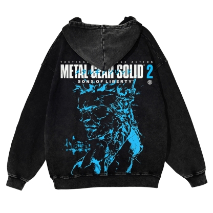 GS2 Snake And Raiden Cover Unisex Washed Cotton Zip Up Hoodie