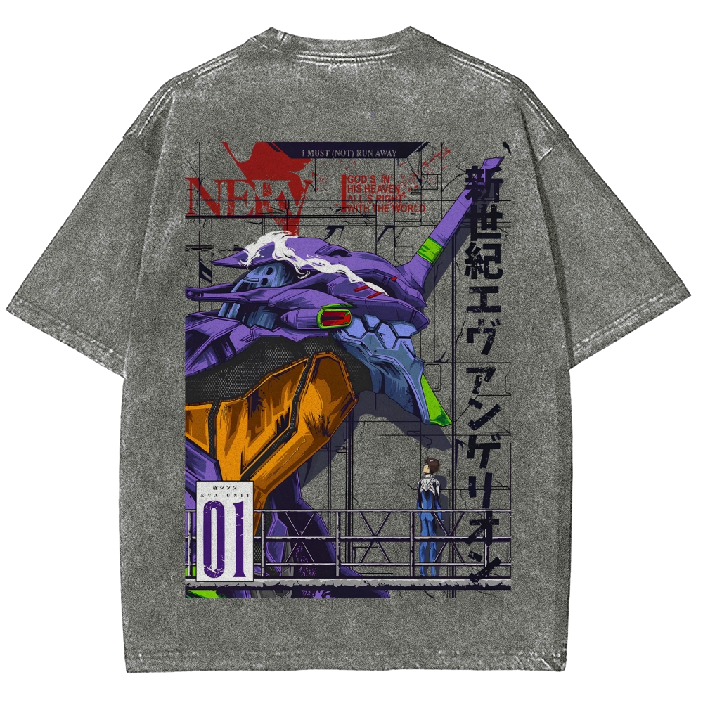 Neon Genesis Evangelion Unisex Fit Washed T-Shirt 2605003361