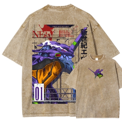 Neon Genesis Evangelion Unisex Fit Washed T-Shirt 2605003361