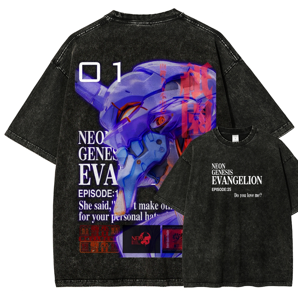 Neon Genesis Evangelion Unisex Fit Washed T-Shirt 2605003407