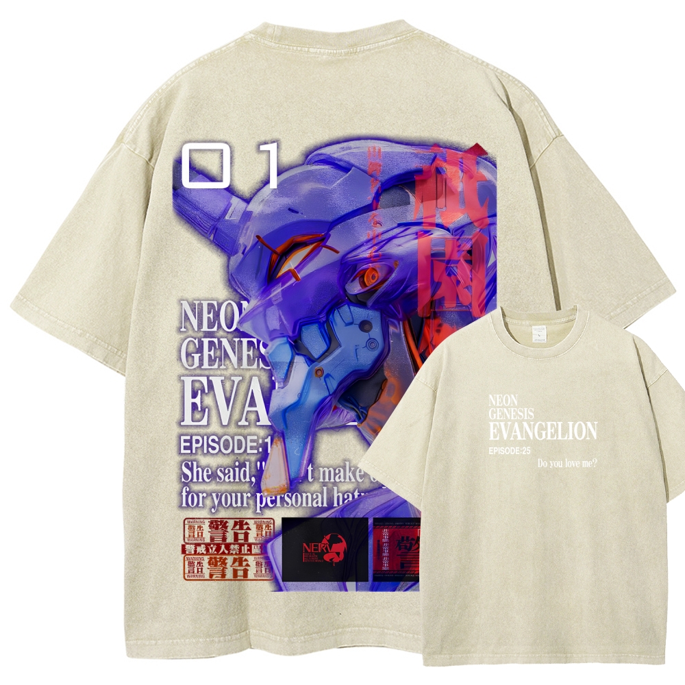 Neon Genesis Evangelion Unisex Fit Washed T-Shirt 2605003407