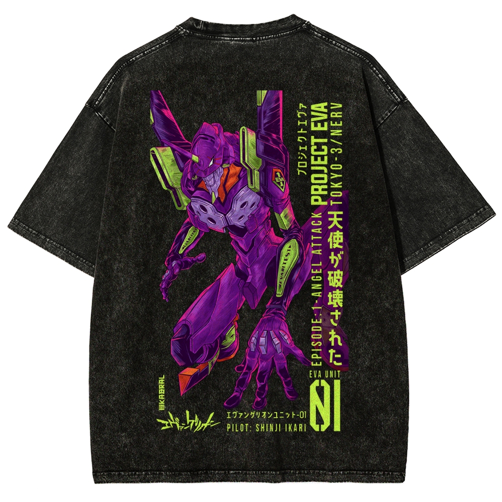 Neon Genesis Evangelion Unisex Fit Washed T-Shirt 2605003416