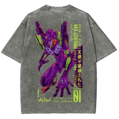 Neon Genesis Evangelion Unisex Fit Washed T-Shirt 2605003416