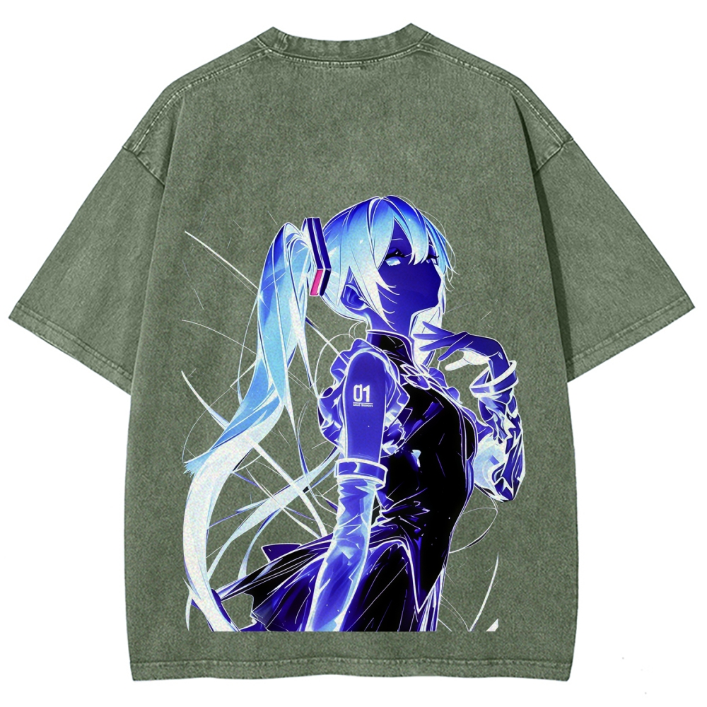 Hatsune Miku Acid  Vintage Unisex Washed T-Shirt
