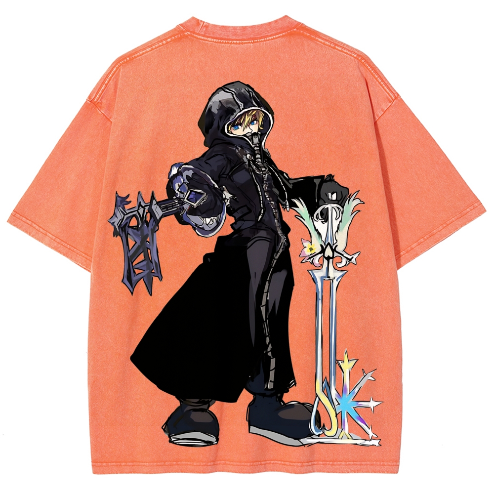 Kingdom Hearts Roxas Printed Unisex Washed T-Shirt