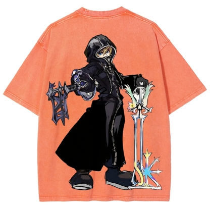 Kingdom Hearts Roxas Printed Unisex Washed T-Shirt