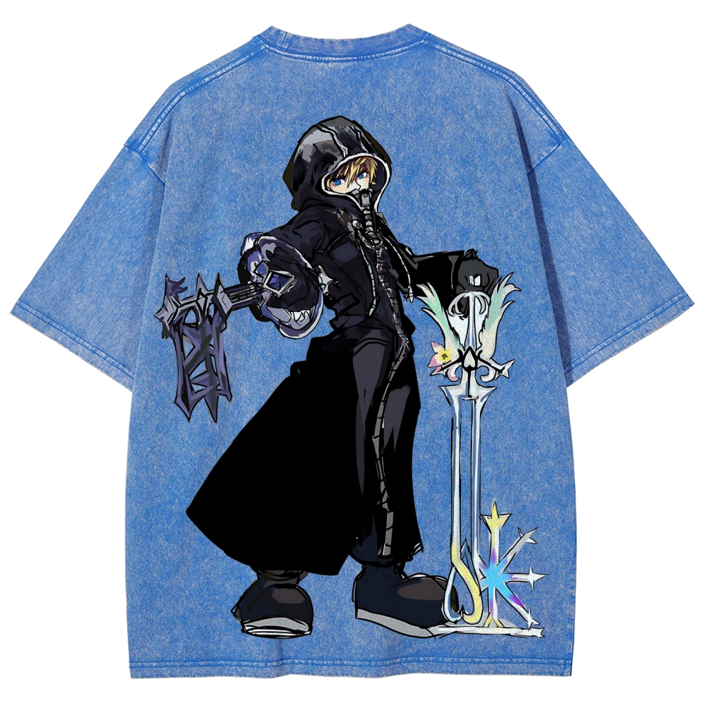 Kingdom Hearts Roxas Printed Unisex Washed T-Shirt
