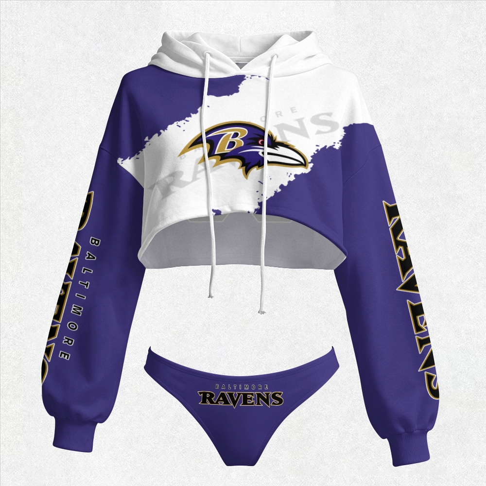 Baltimore Ravens Women's Hooded Thicken Suit Set 2605017324