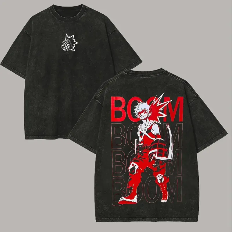 Katsuki Bakugo Printed Unisex Washed T-Shirt