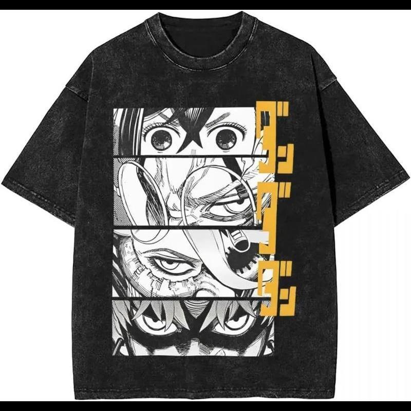 Dandadan Character Anime Kaji Eyes Ken Takakura Momo Ayase Aira Shiratori Oversized Washed T-Shirt - Unisex Graphic Tee Cotton Streetwear Clothes Top