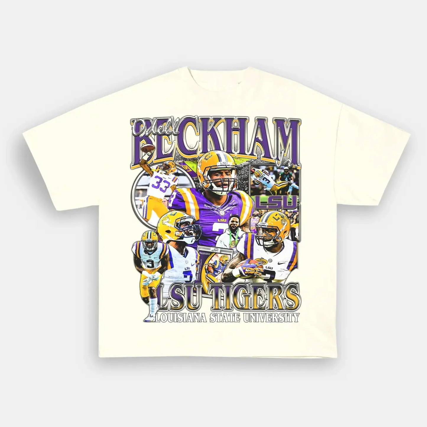 Unisex-Adult Ultra Cotton Washed T-Shirt Graphic ODELL BECKHAM JR - LSU TEE