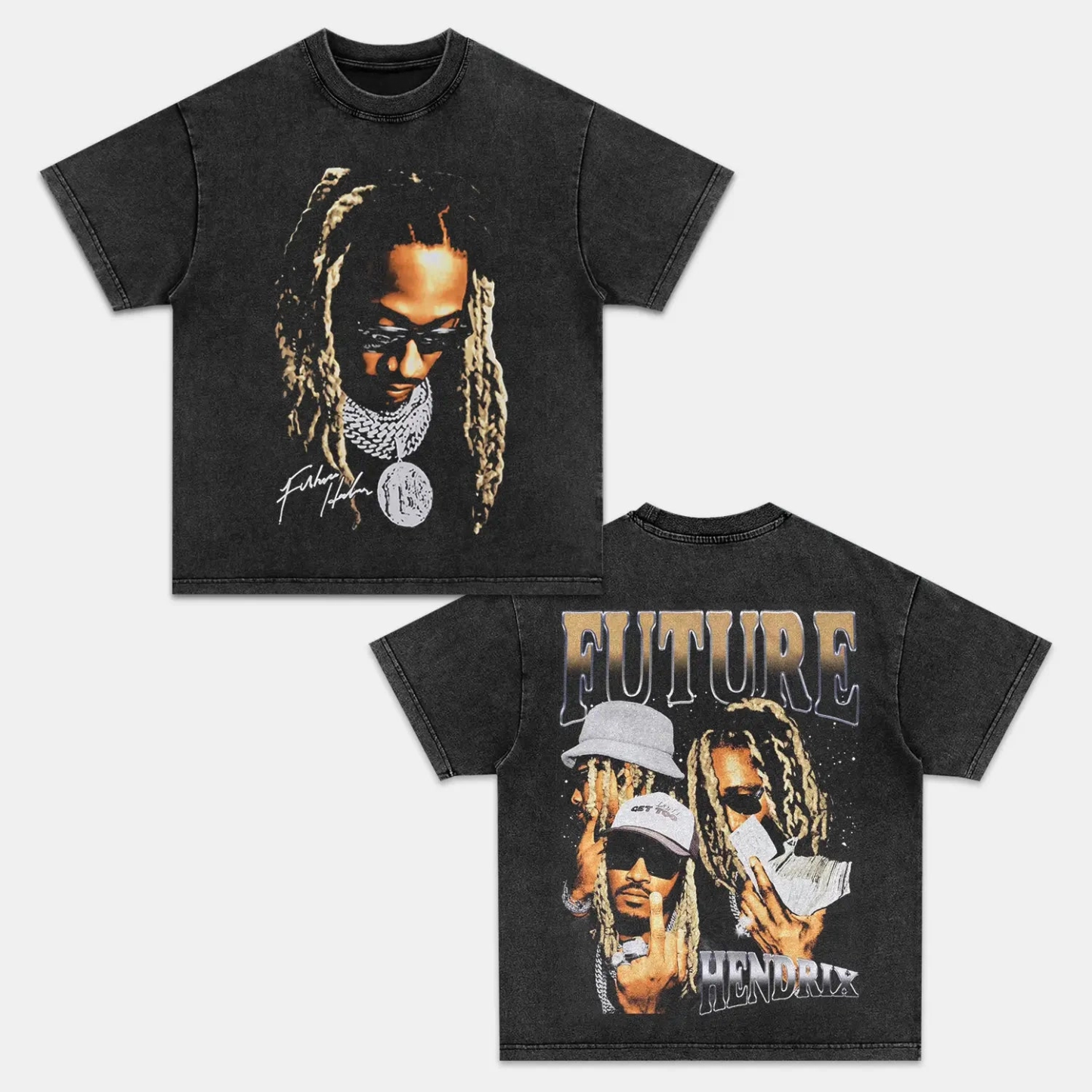 Unisex-Adult Ultra Cotton Washed T-Shirt Graphic FUTURE VINTAGE TEE
