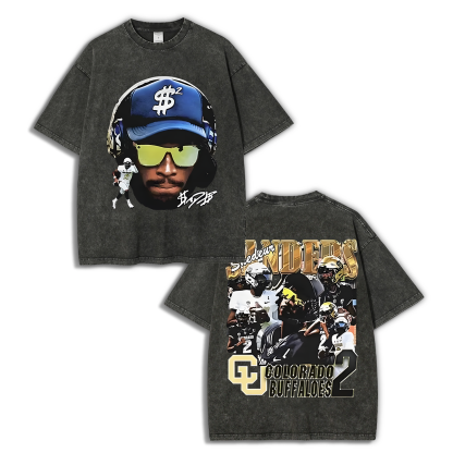 Unisex Fit Washed T-Shirt SHEDEUR-SANDERS-TEE - [DS]