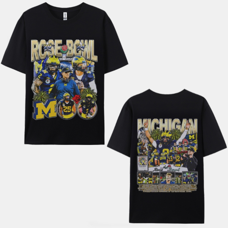 Unisex-Adult Ultra Cotton Washed T-Shirt Graphic MICHIGAN - ROSE BOWL TEE