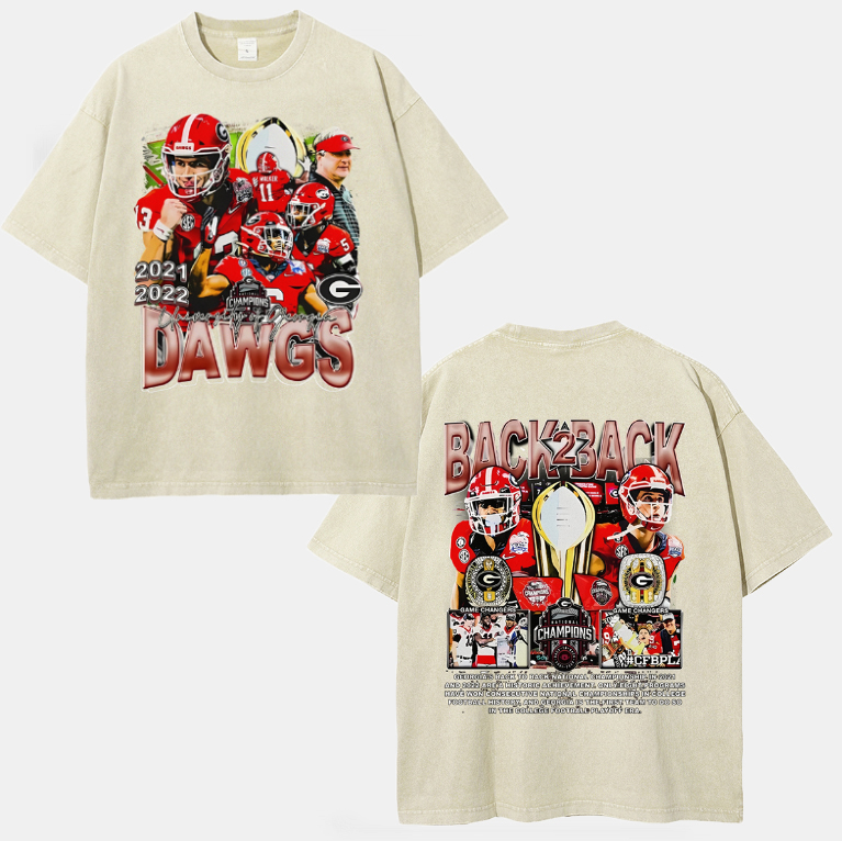Unisex-Adult Ultra Cotton Washed T-Shirt Graphic NATIONAL CHAMPS - GEORGIA TEE