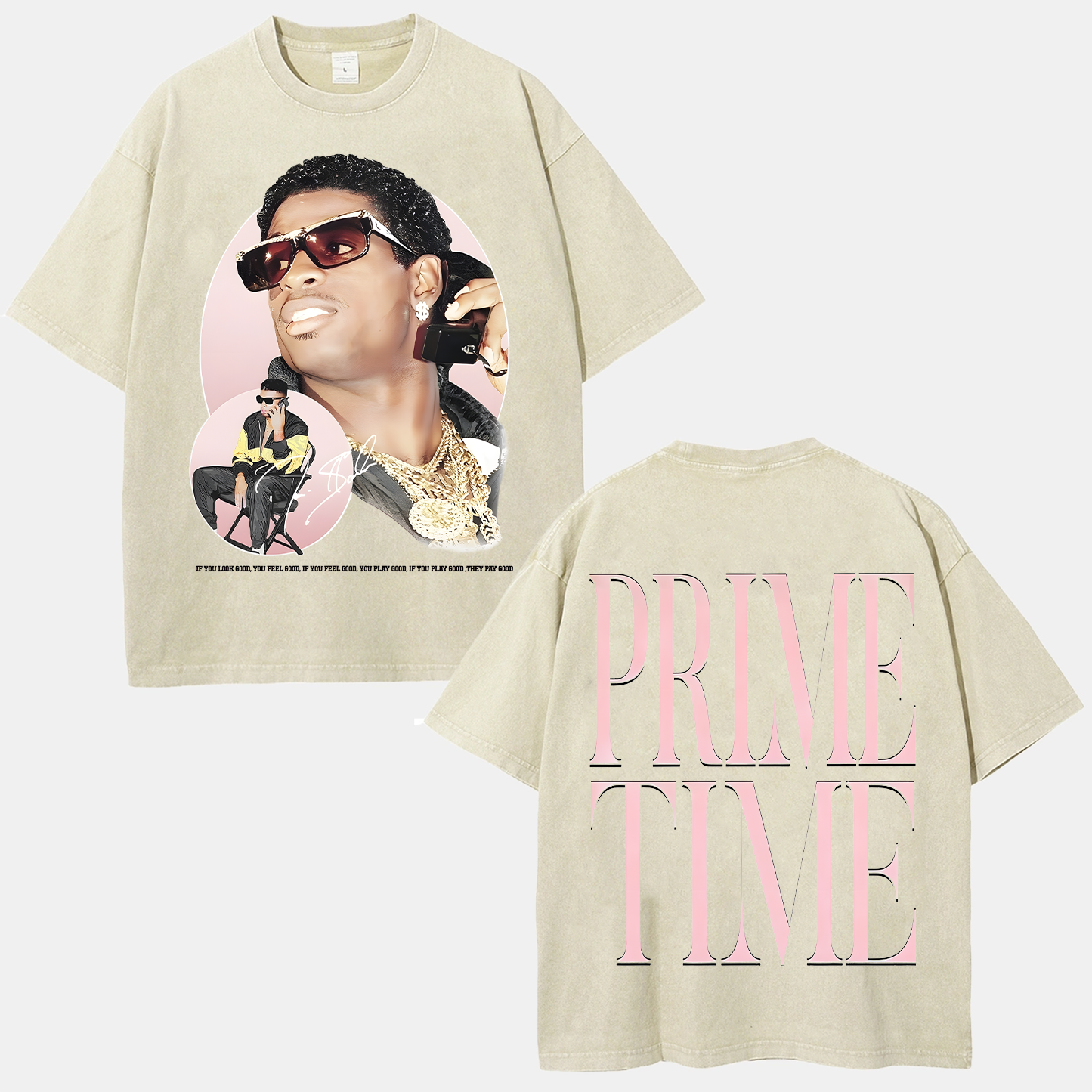 DEION SANDERS Vintage Tee Unisex-Adult Oversized Washed Cotton T-Shirt