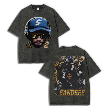 SHEDEUR SANDERS Unisex Fit Washed T-Shirt  