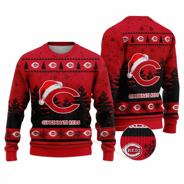 2025 Cincinnati Reds Snowflakes Christmas Ugly Sweater