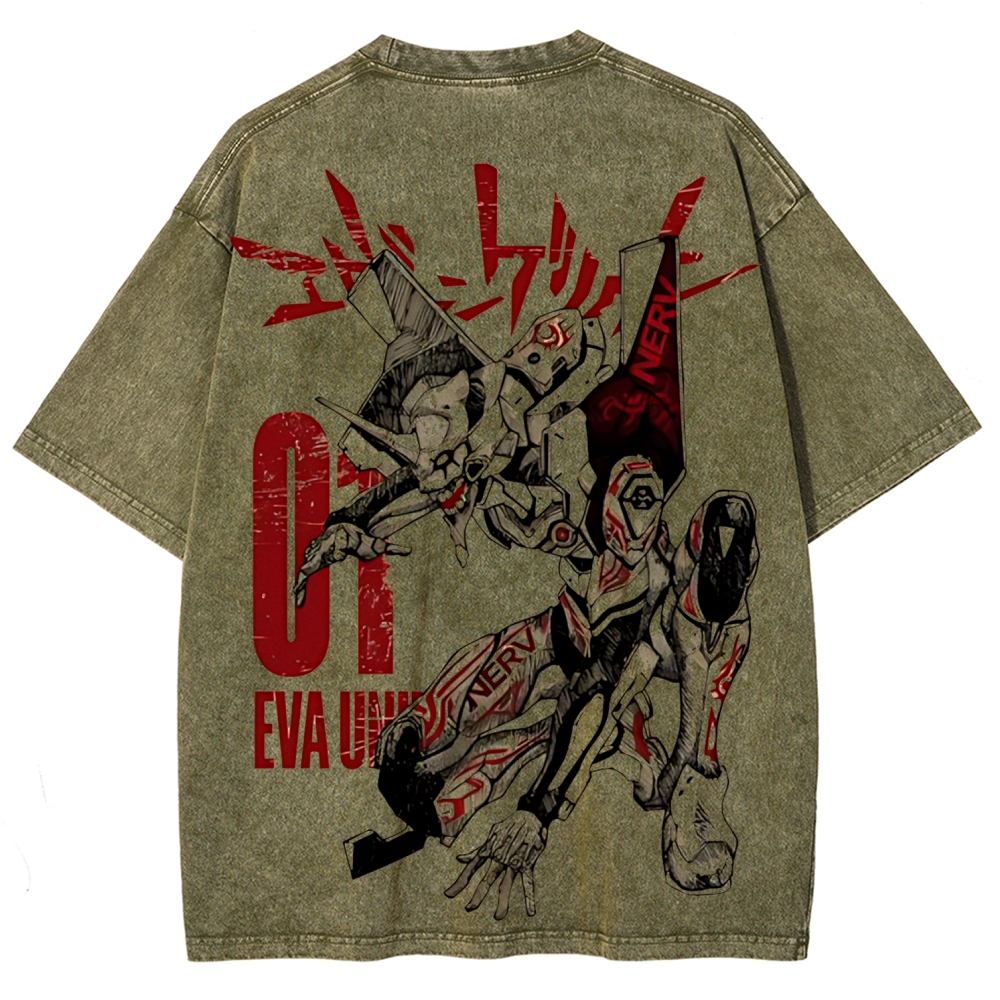 Eva Unit-01  Vintage Unisex Washed T-Shirt | Neon Genesis Evangelion