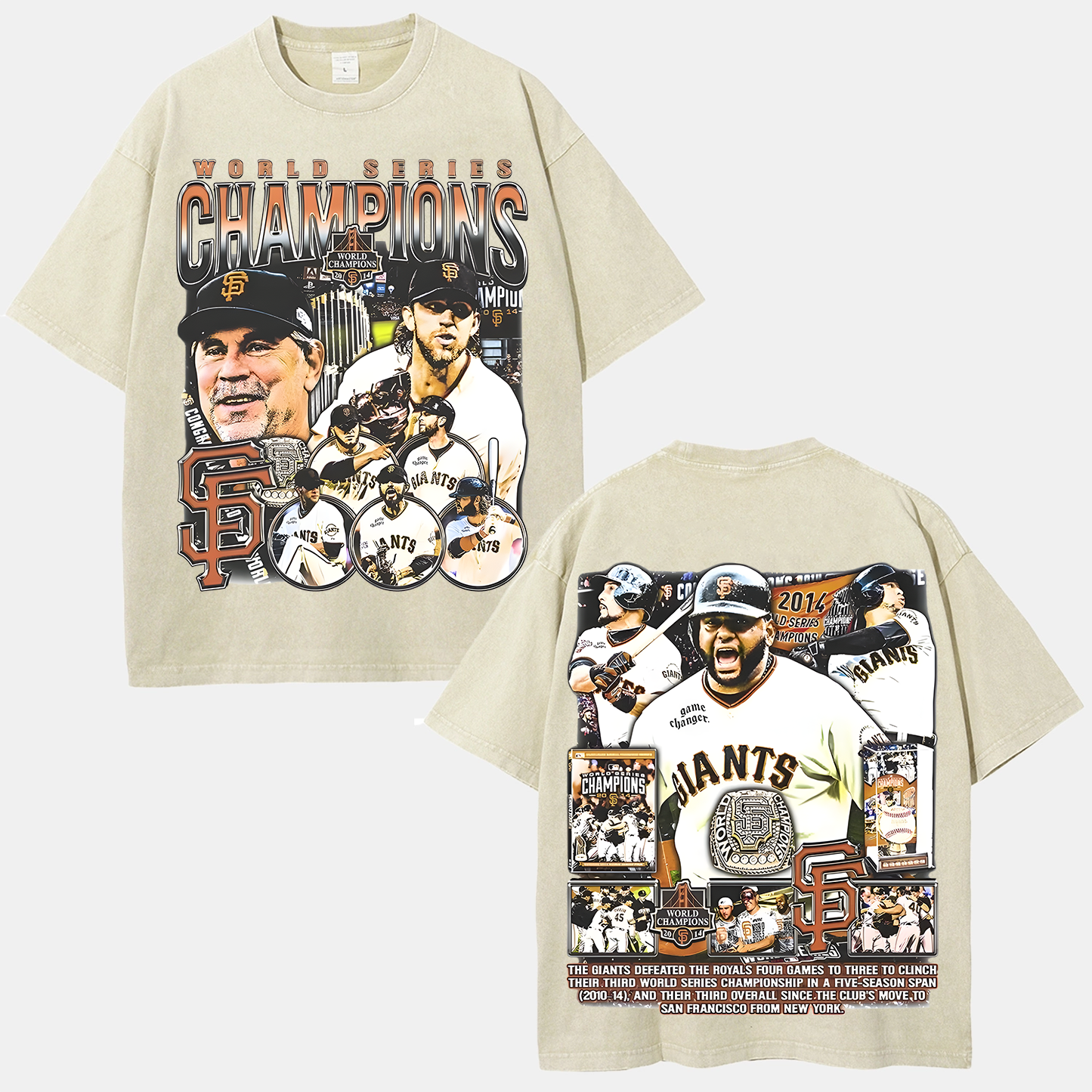 Unisex-Adult Ultra Cotton Washed T-Shirt Graphic 2014 WORLD SERIES CHAMPS - GIANTS TEE - [DS]