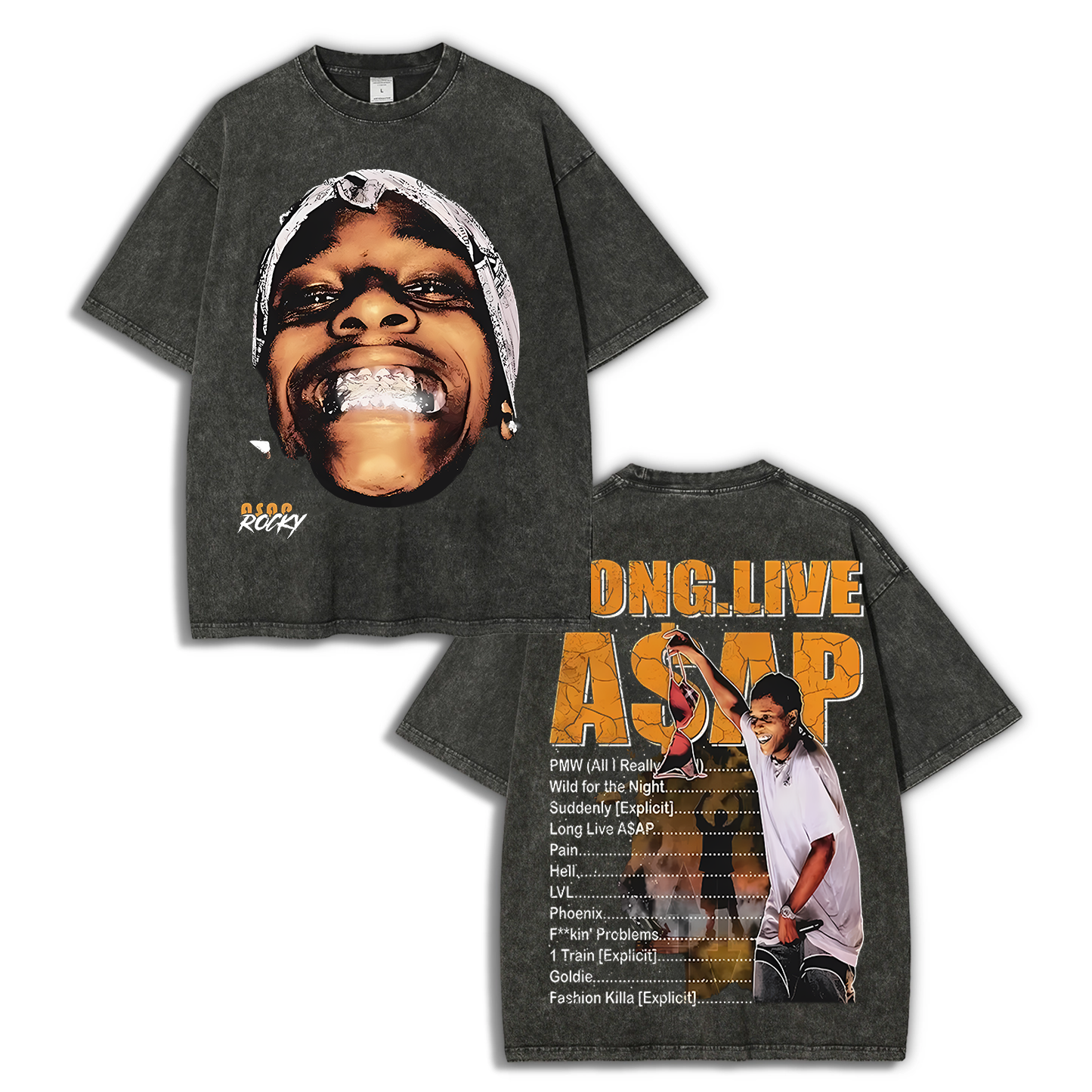 Unisex-Adult Ultra Cotton Washed T-Shirt Graphic  ASAP ROCKY TEE