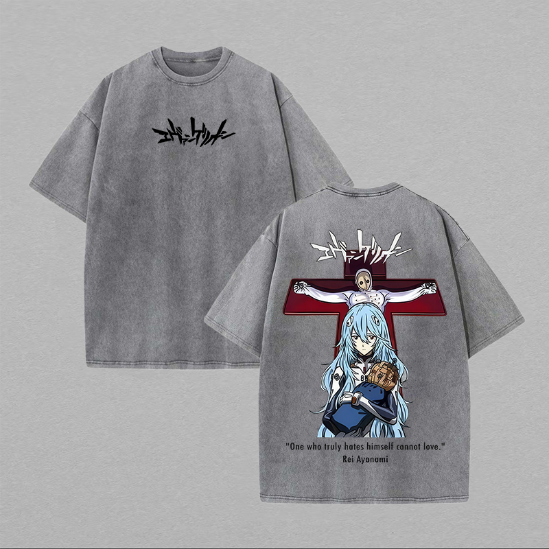 Neon Genesis Evangelion Printed Unisex Washed T-Shirt