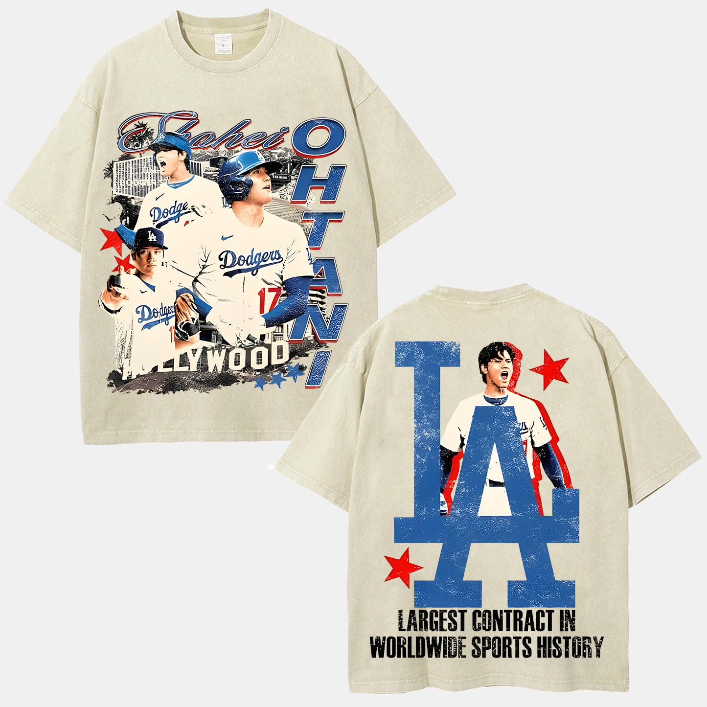 Vintage Style Unisex-Adult Oversized Washed Street T-shirt SHOHEI OHTANI Tee
