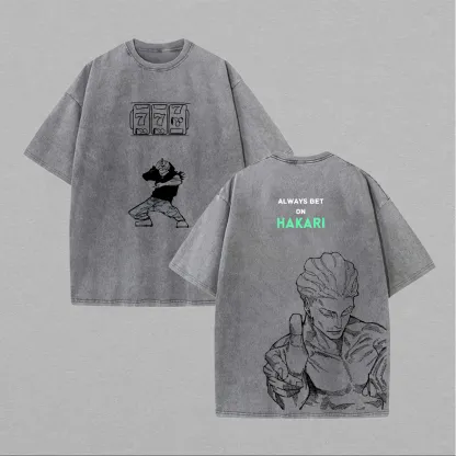  Hakari Kinji Printed Unisex Washed T-Shirt | Jujutsu Kaisen