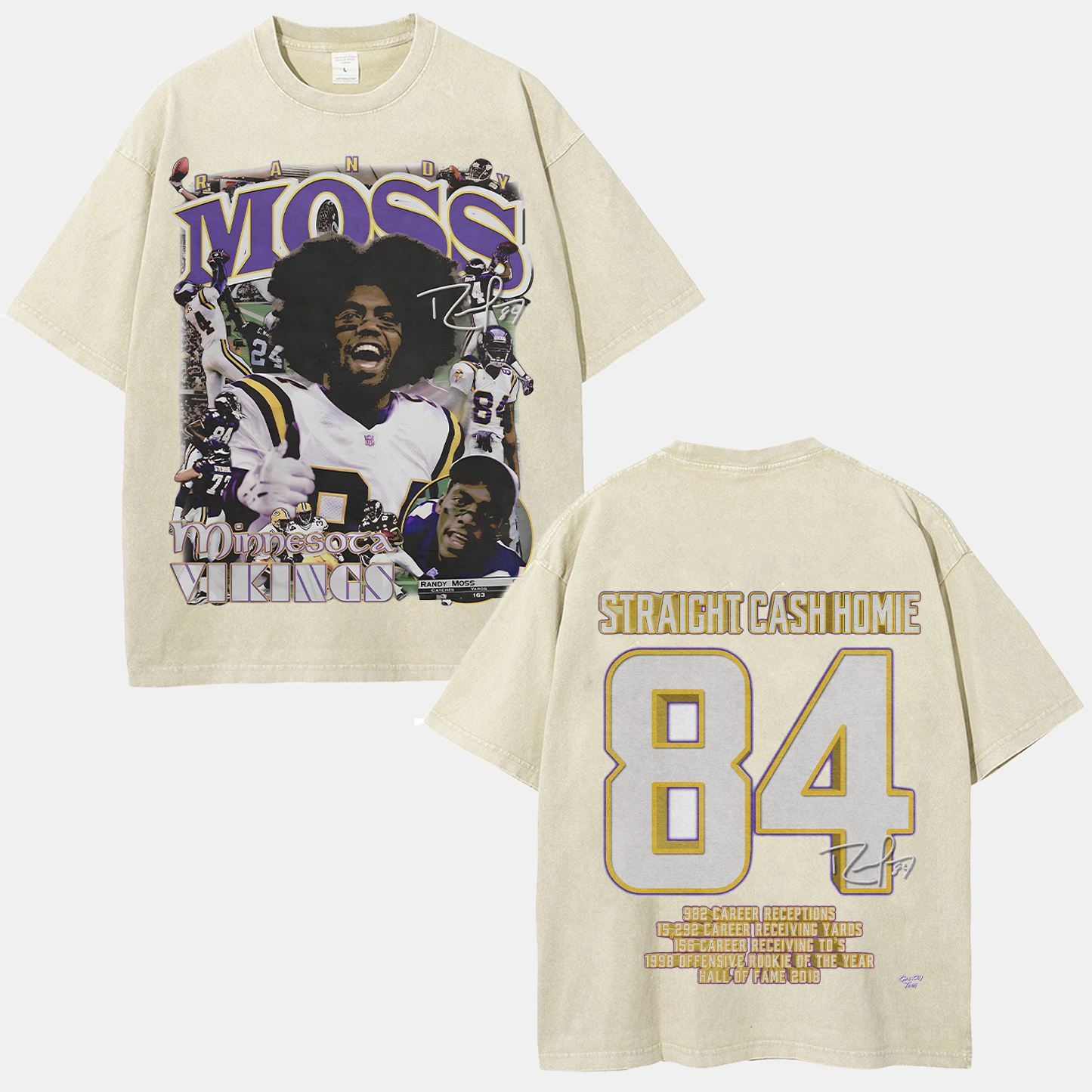 Randy Moss Vikings Tee Unisex Fit Washed T-Shirt