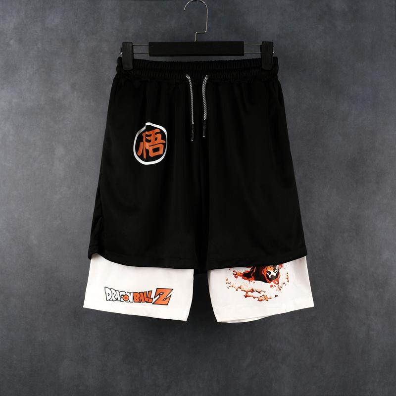 Dragon Ball Z Menswear Top Rated 80s 90s Oversized Singlet Muscle Shorts Summer Simple Letter Black Polyester Fabric Elastic Waistband Drawcord Tropical Casual Breathable Quick-Drying Anime Graphic Gifts