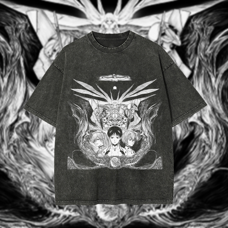 Neon Genesis Evangelion Printed Unisex Washed T-Shirt