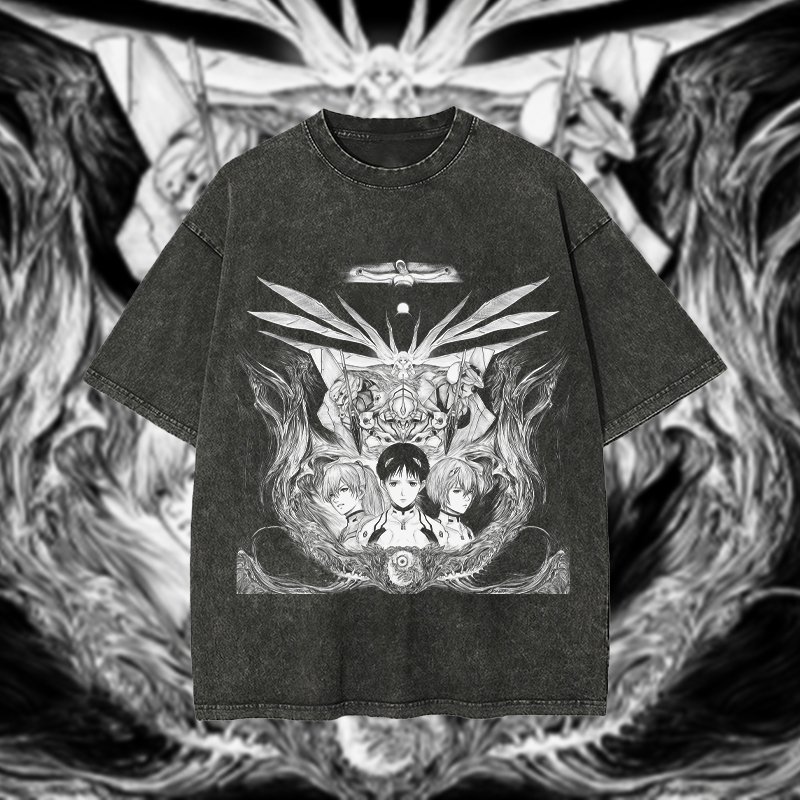 Neon Genesis Evangelion Printed Unisex Washed T-Shirt