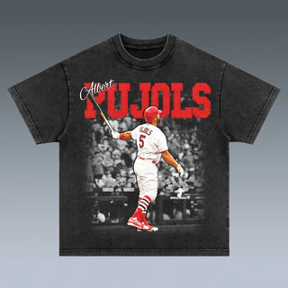 Unisex-Adult Ultra Cotton Washed T-Shirt Graphic ALBERT PUJOLS VINTAGE TEE