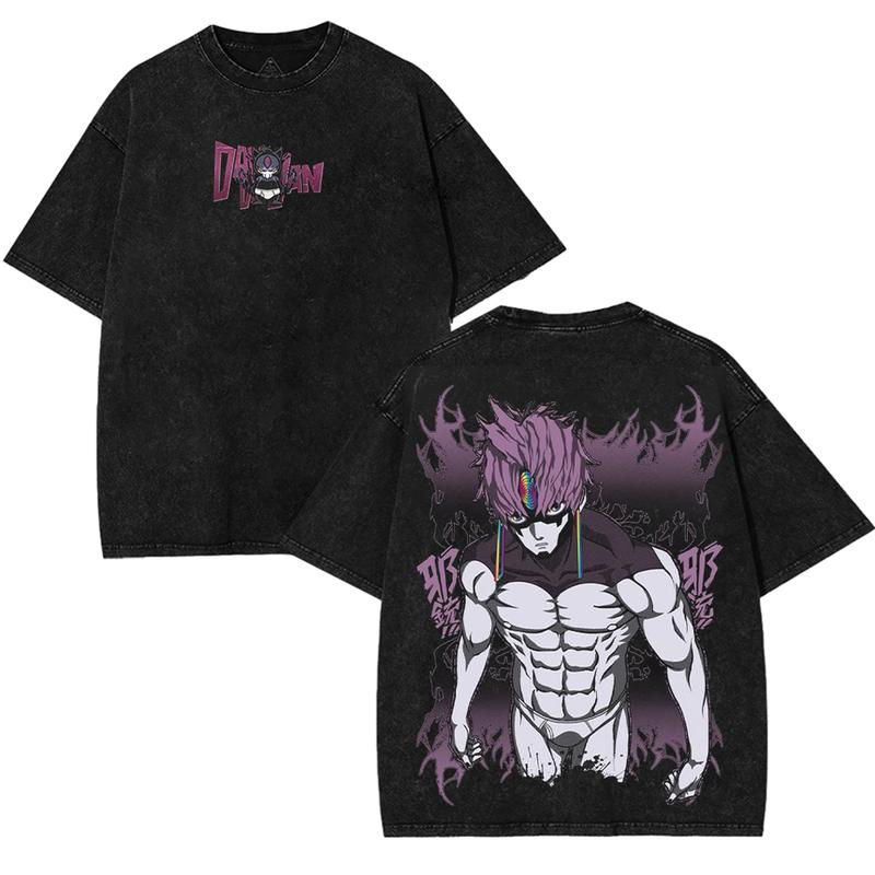 Dandadan Evil eyes villain jin enjoji jiji anime manga game 2 sided Washed Tshirt unisex Menswear Soft Top graphic t-shirts
