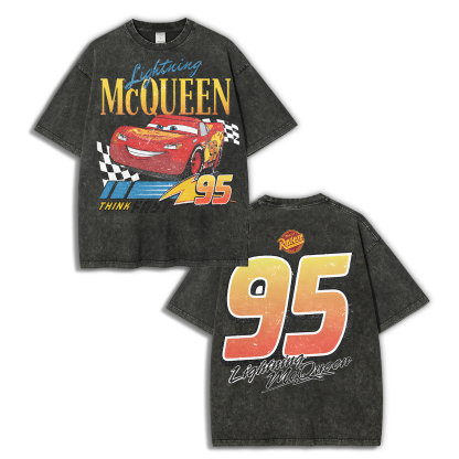 Unisex Fit Washed T-Shirt LIGHTNING MCQUEEN VINTAGE TEE