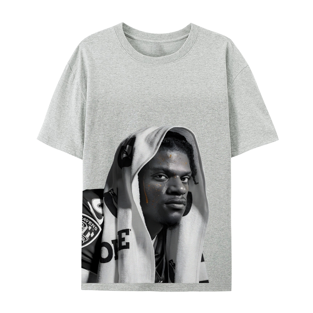 RAVENS Lamar Jackson Vintage Style Unisex-Adult Oversized Washed Cotton T-Shirt 