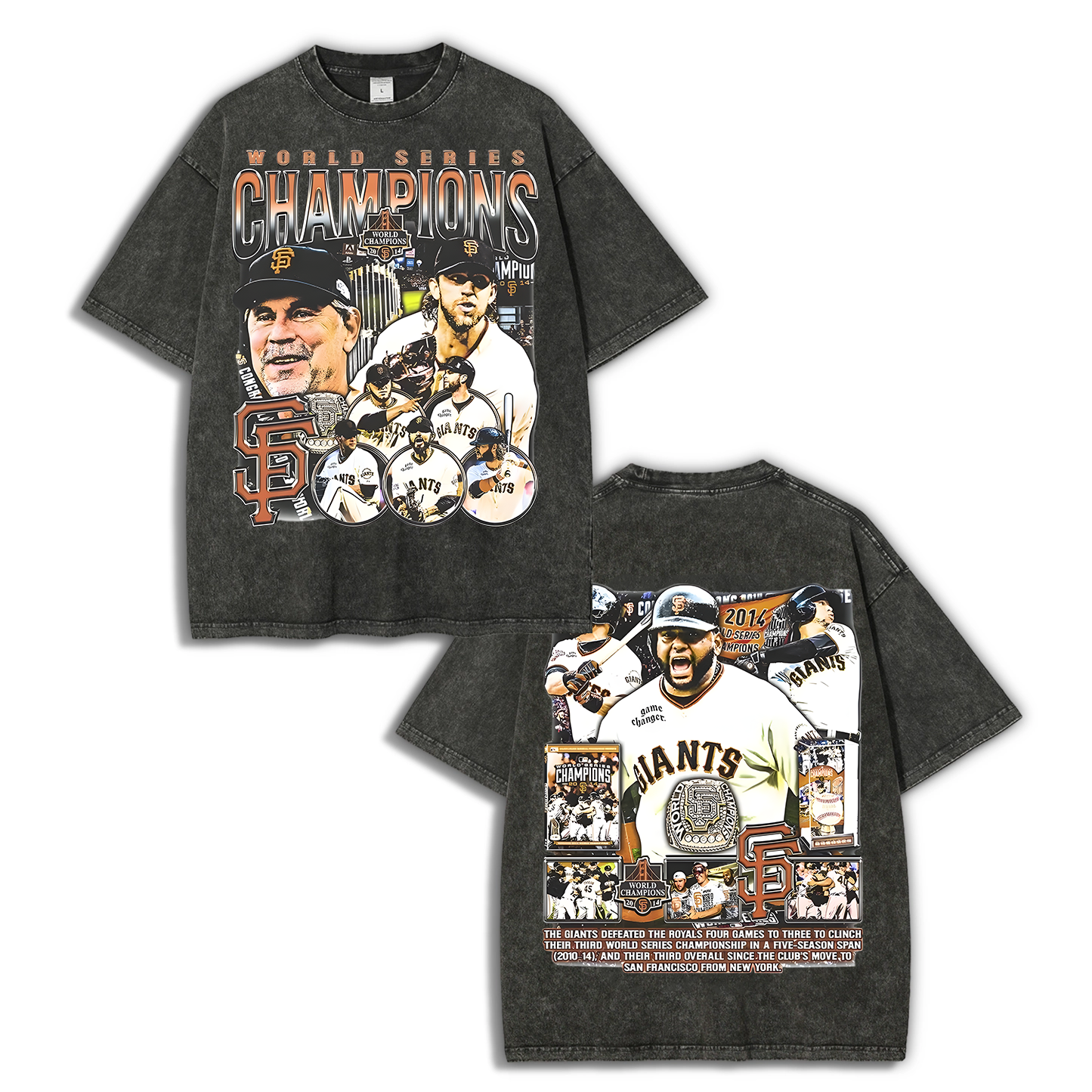 Unisex-Adult Ultra Cotton Washed T-Shirt Graphic 2014 WORLD SERIES CHAMPS - GIANTS TEE - [DS]