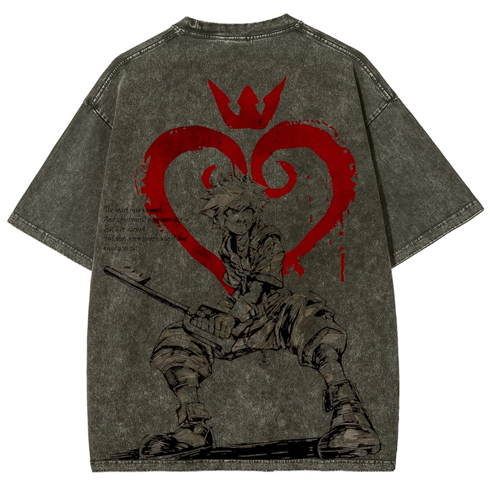 Sora Kingdom Hearts  Printed Unisex Washed T-Shirt 