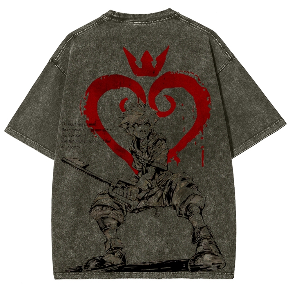 Sora Kingdom Hearts  Printed Unisex Washed T-Shirt 