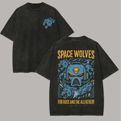 Warhammer 40K Space Wolves Printed Unisex Washed T-Shirt