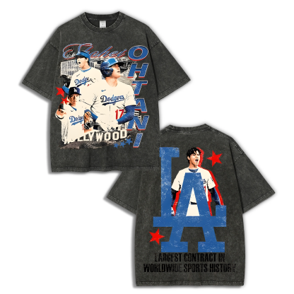 Vintage Style Unisex-Adult Oversized Washed Street T-shirt SHOHEI OHTANI Tee