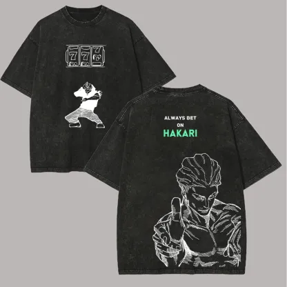  Hakari Kinji Printed Unisex Washed T-Shirt | Jujutsu Kaisen