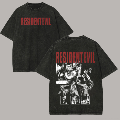 Resident Evil Printed Unisex Washed T-Shirt